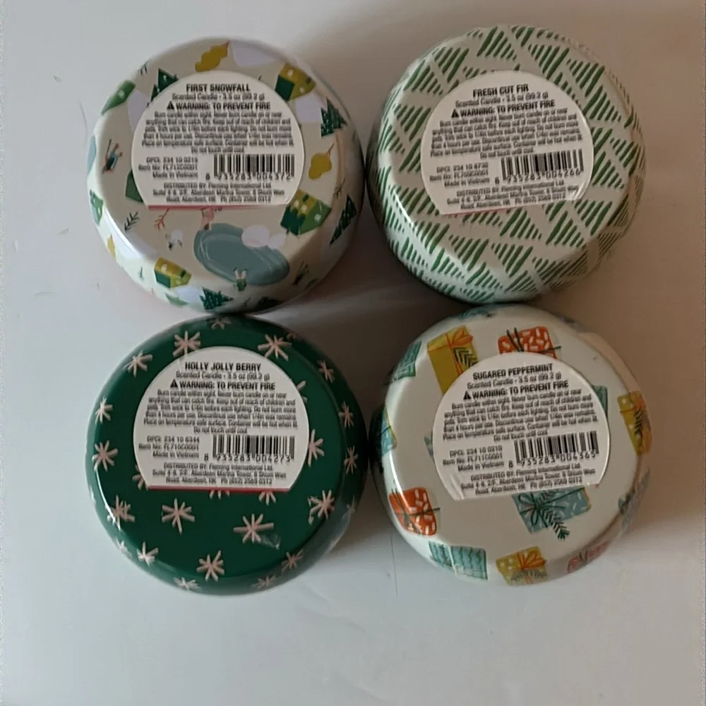 Target Holiday Scented Rounded Tin Holiday Candle Bundle of 4